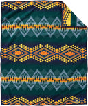 Wool Blend Jacquard Throw Blanket – Reversible, Felt-Bound, 64" x 80"