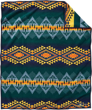 Wool Blend Jacquard Throw Blanket – Reversible, Felt-Bound, 64" x 80"