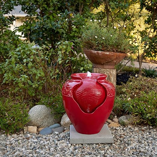 Antique Jar Outdoor Water Fountain with LED Lights