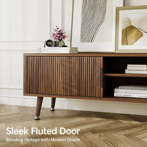 62-Inch TV Stand with Storage – Mid-Century Modern Media Console
