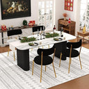 Modern Oval Dining Table Set with Boucle Chairs – 4 to 6 Seats