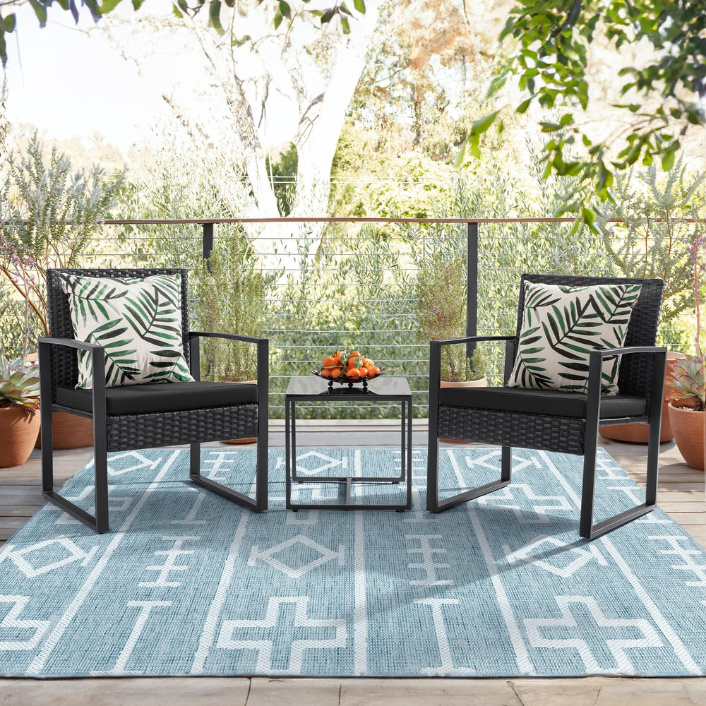 3-Piece Outdoor Wicker Patio Furniture Set with Coffee Table