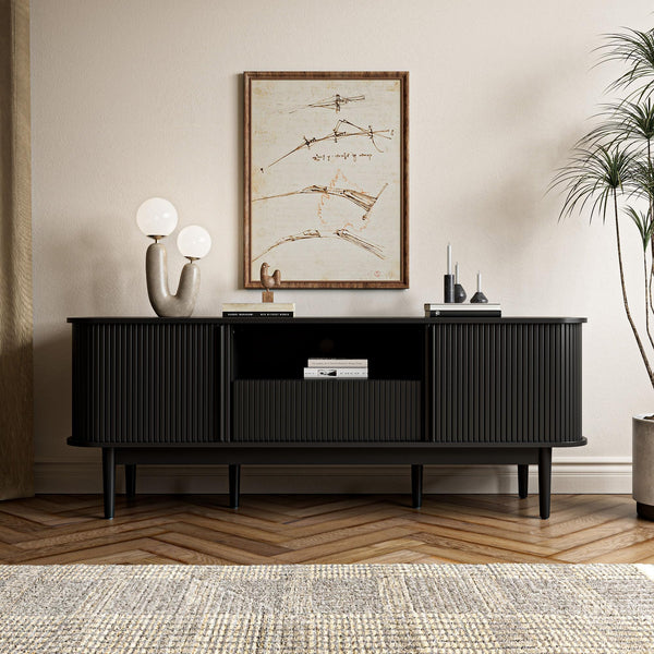 TV Stand with Sliding Doors & Storage