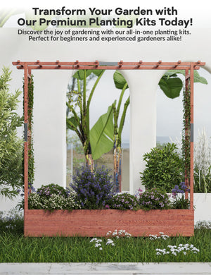 Raised Garden Bed with Trellis, Hanging Roof & Drainage Holes