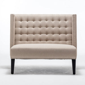 Tufted Loveseat Sofa with Wingback & Nail Head Trim