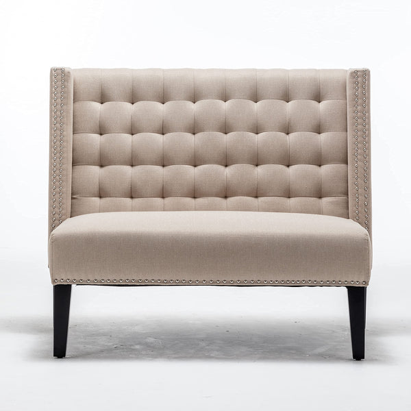 Tufted Loveseat Sofa with Wingback & Nail Head Trim