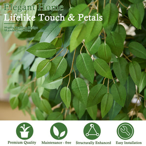 Artificial Ficus Tree – Tall Fake Indoor Plant with White Pot