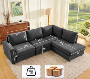 100" L-Shaped Chenille Sectional Sofa with Reversible Chaise