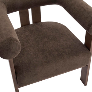 Velvet Accent Chair with Curved Backrest & Wooden Legs