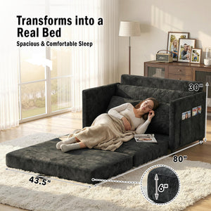 Convertible Loveseat Sofa Bed with Foldable Side Table