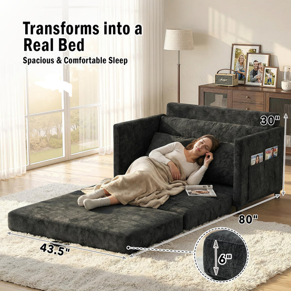 Convertible Loveseat Sofa Bed with Foldable Side Table