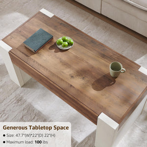 48" Farmhouse Coffee Table with Hidden Storage Drawer