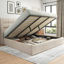 King Size Lift-Up Storage Bed Frame with Tufted Wingback Headboard