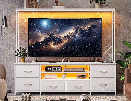 55" TV Stand with LED Lights & Power Outlets