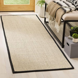 Marble Sisal Runner Rug 2'6" x 22' – Flat Woven with Fabric Border