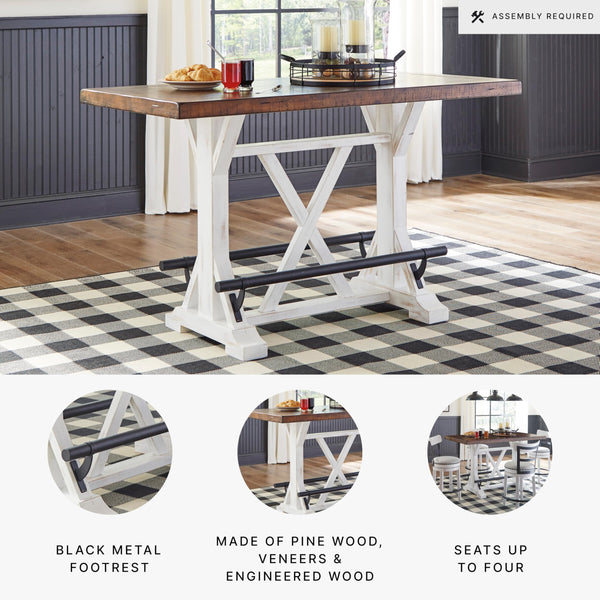Counter Height Farmhouse Dining Table – Two-Tone Brown & White