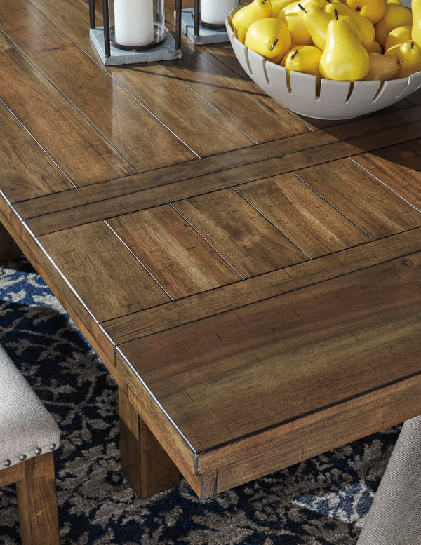 Extendable Rectangular Dining Table with Trestle Base — Seats 8
