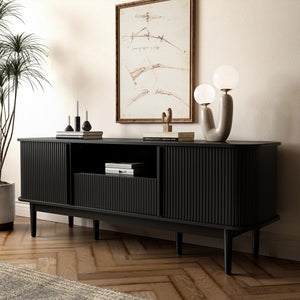 TV Stand with Sliding Doors & Storage