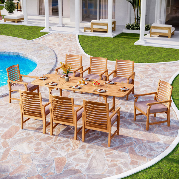 Acacia Wood Outdoor Dining Chairs with Cushions