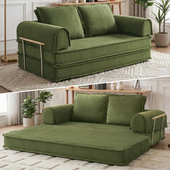 4-in-1 Convertible Modular Floor Sofa Bed — Corduroy Sectional Couch