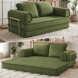 4-in-1 Convertible Modular Floor Sofa Bed — Corduroy Sectional Couch