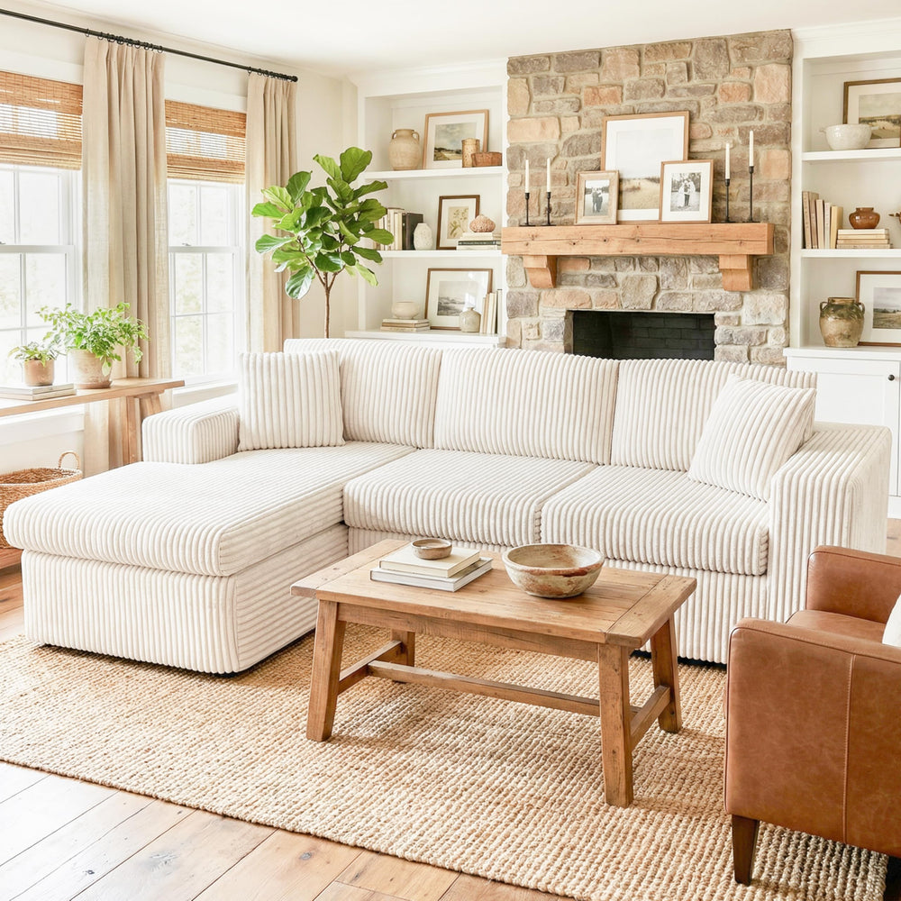 L-Shaped Modular Sectional Sofa with Oversized Chaise & Cloud Foam