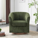 Velvet Swivel Barrel Accent Chair with Wood Frame