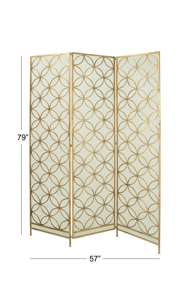 3-Panel Metal Room Divider Folding Privacy Screen