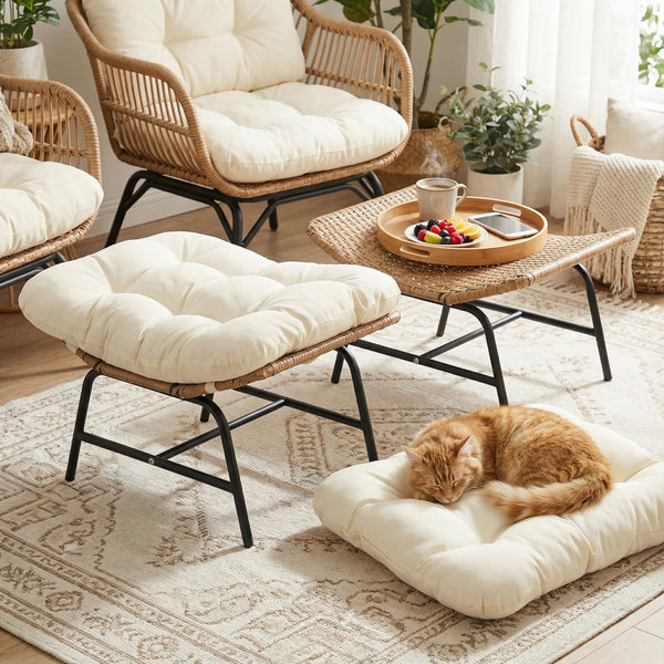 Outdoor Wicker Ottoman Set of 2