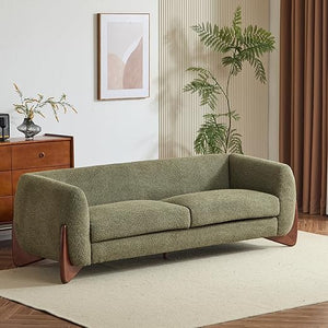82" Boucle 3-Seater Sofa with Wood Legs