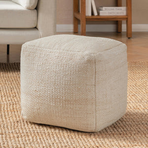 Square Pouf Ottoman Footrest – Polyester Cotton Floor Seating