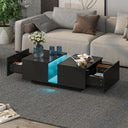 LED Coffee Table with Storage & Sliding Drawers