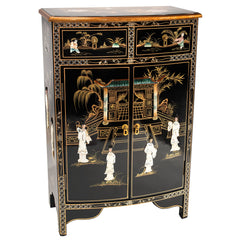 Chinese Lacquer Storage Cabinet with Mother of Pearl Inlay