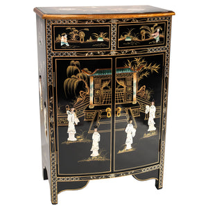 Chinese Lacquer Storage Cabinet with Mother of Pearl Inlay