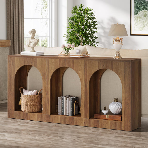 70.9" Console Table with 3 Arched Shelves