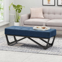 Button-Tufted Upholstered Ottoman Bench