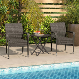 Stackable Outdoor Rattan Dining Chairs Set of 2
