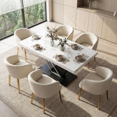 Extendable Dining Table with Faux Marble Top