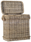 Grey Rattan Storage Hamper with Iron Frame