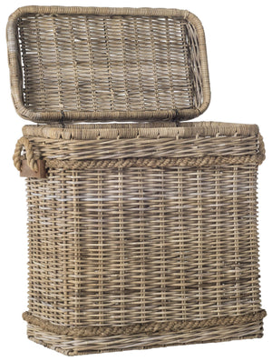 Grey Rattan Storage Hamper with Iron Frame