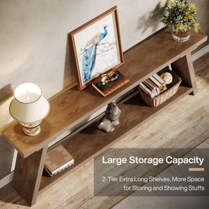 70.9" Industrial Sofa Console Table with 2-Tier Storage
