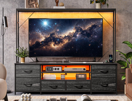 55" Entertainment Center with LED Lights & Power Outlets