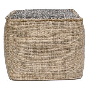 Handmade Jute Cotton Pouf Ottoman 18x18x14