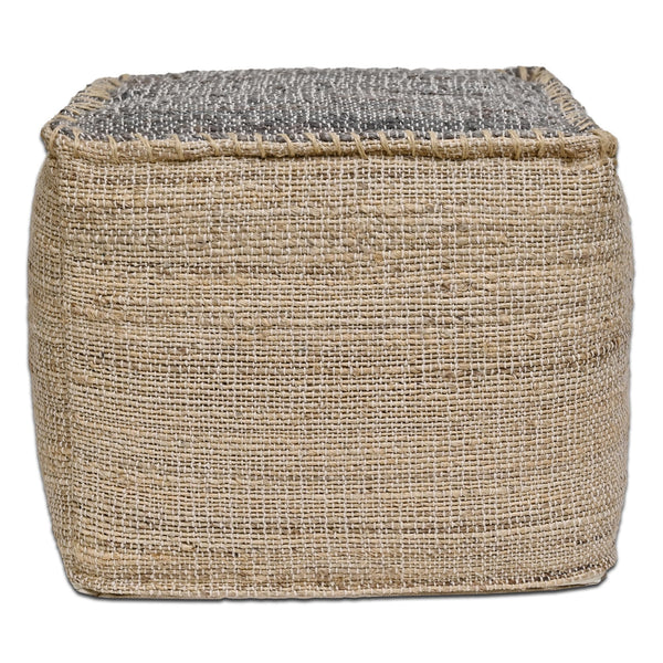 Handmade Jute Cotton Pouf Ottoman 18x18x14