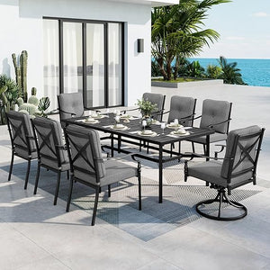 Round Patio Dining Set with Swivel Chairs