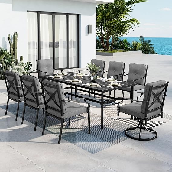 Round Patio Dining Set with Swivel Chairs