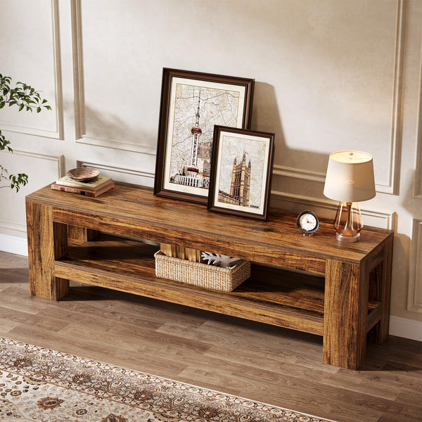 Tribesigns 59" TV Stand for 55/60/65/75-Inch TVs, Rustic Media TV Console with Storage Shelve, Entertainment Center Television Stand for Living Room, Bedroom (Brown)