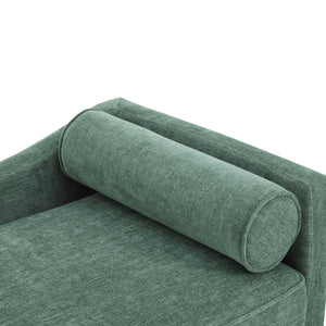 Mid-Century Chaise Lounge Sofa with Rolled Accent Pillow