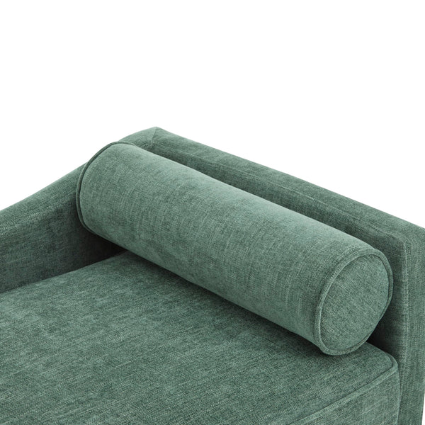 Mid-Century Chaise Lounge Sofa with Rolled Accent Pillow