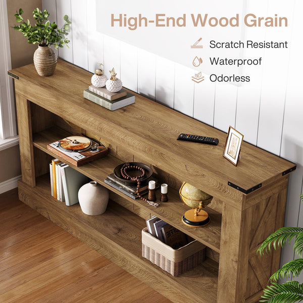 63-Inch Farmhouse Console Table with Shelves